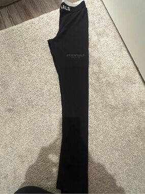 Essentials Black Leggings with White Logo Waistband